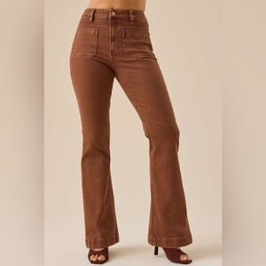 Altar'd State Brown High-Rise Flare Jeans